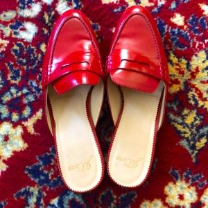 J crew red loafers